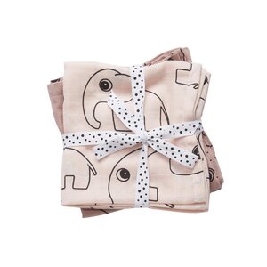 Done by Deer Burp cloth, 2-pack, Contour, powder - Nordbaby