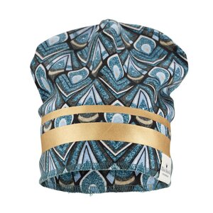 Elodie Details Winter Beanie - Gilded Everest Feathers 0-6m Black/Green/Petrol 0-6M - NAME IT