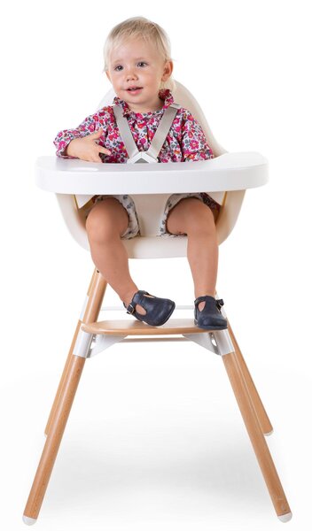 Childhome Evolu 2 Chair Natural/White 2in1 + Bumper - Childhome