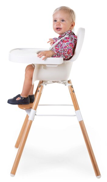 Childhome Evolu 2 Chair Natural/White 2in1 + Bumper - Childhome