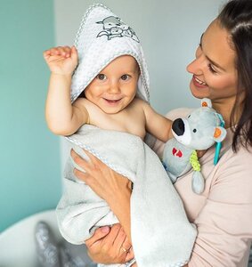 BabyOno bamboo полотенце с капюшоном 100x100cm, Grey - Leander