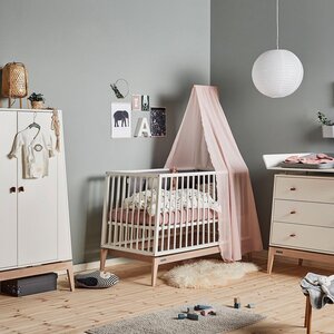 Leander Luna baby cot 120x60cm, White/Oak  - Joie