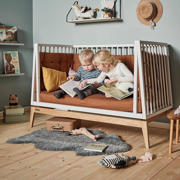 Leander Luna baby cot 120x60 cm, White/Oak  - Leander
