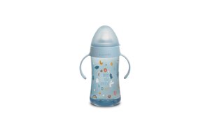 Suavinex non spill spout bottle with handles 270ml, Forest Blue +4m - Suavinex