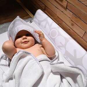 Nordbaby hooded towel 90x90cm, White/Grey - Nordbaby