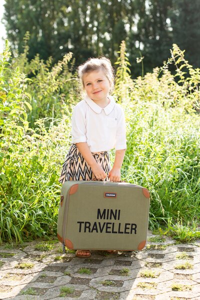 Childhome Mini traveller kids suitcase canvas Kaki - Childhome