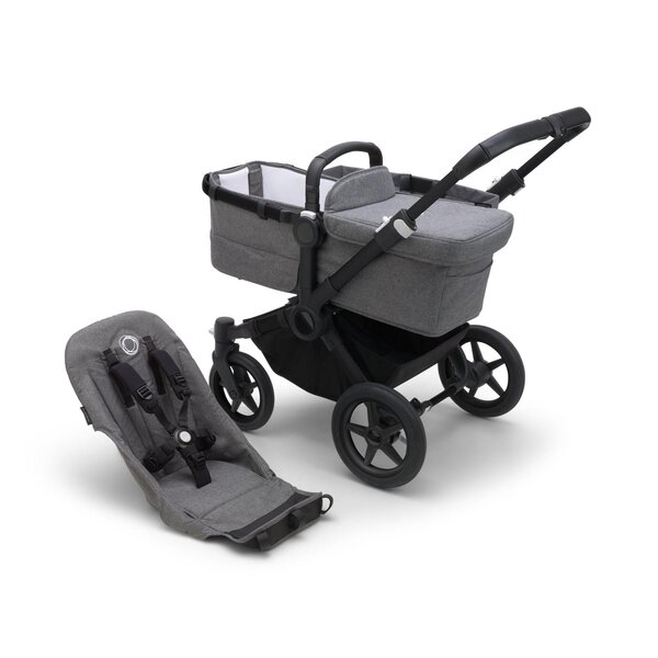 Bugaboo Donkey 5 Twin kомплект коляски Black/Grey Melange, Grey Melange - Bugaboo