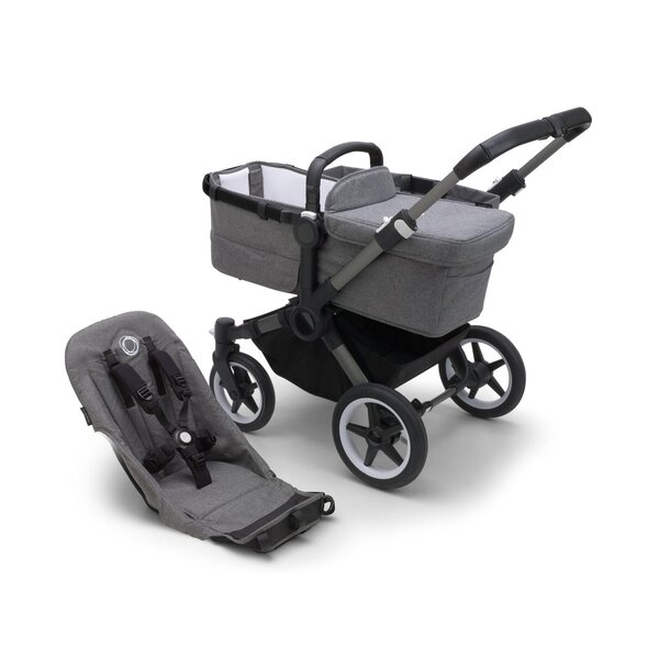 Bugaboo Donkey 5 Duo kомплект коляски Black/Grey Melange, Grey Melange - Bugaboo