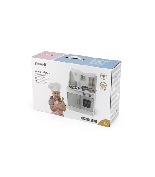PolarB Little Chefs Kitchen with Light and Sound - Classic White - PolarB