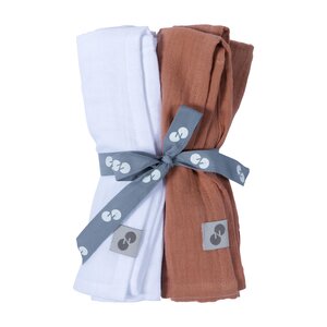 Nordbaby muslin swaddle 2pcs Swatri, Natural White/Terracotta - Nordbaby