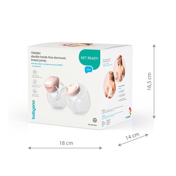 BabyOno 1002 Twinny double hands free electronic breast pump White - BabyOno