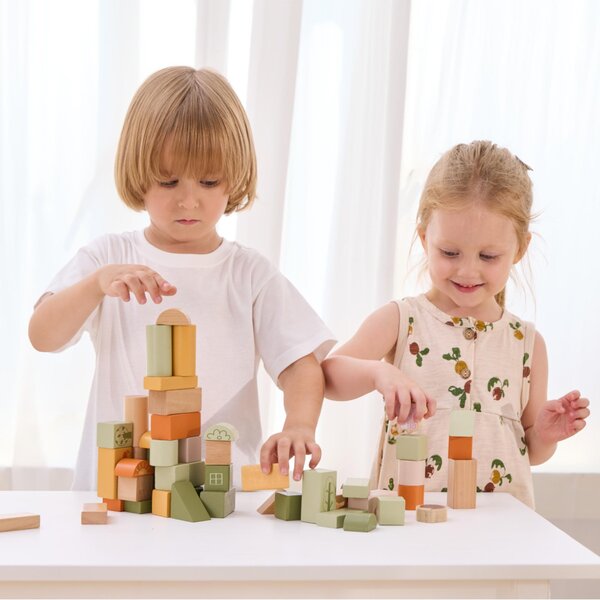 PolarB Wooden Blocks (50 pcs) - Green Forest - PolarB