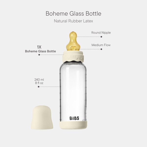 Bibs бутылочка 240ml, Medium Flow Ivory - Bibs