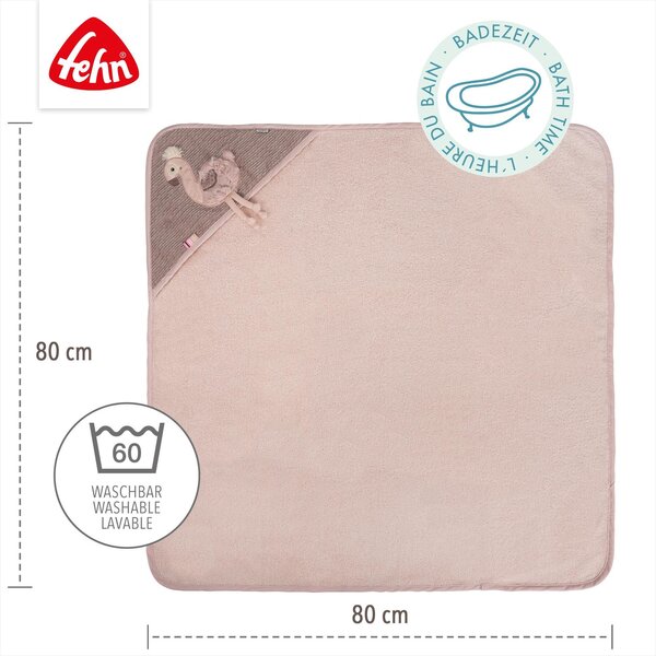 Fehn полотенце с капюшоном 80x80cm, Flamingo - Fehn