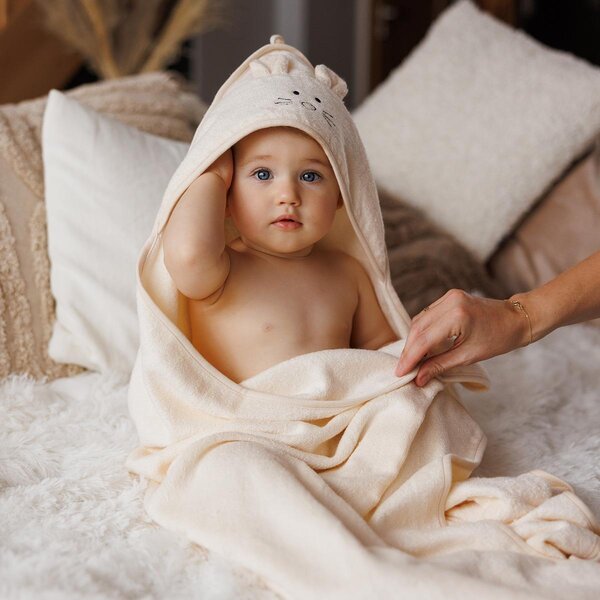 BabyOno bamboo полотенце с капюшоном 100x100cm Beige - BabyOno