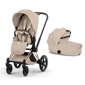 Cybex Priam Style stroller set Cozy Beige,Frame Chrome Brown- Style Collection - Cybex