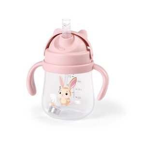BabyOno Sippy cup with weighted straw 270ml, Pink - BabyOno