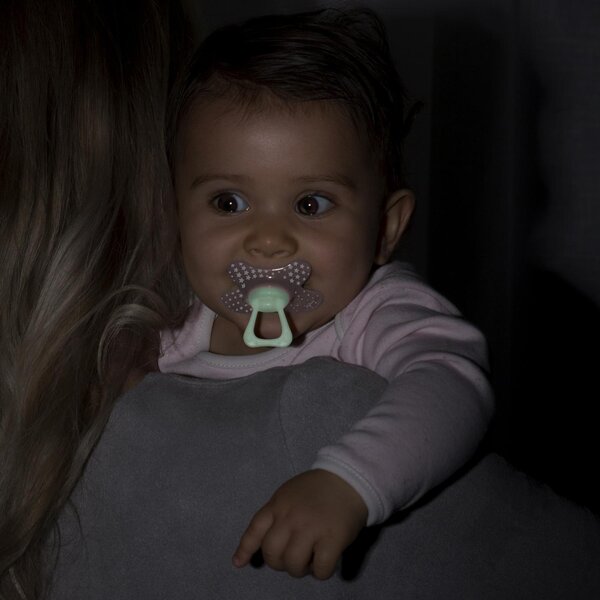Difrax 127 Glow - 6+ months natural night soother with ring - Difrax